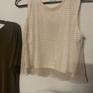 Elegant Cream Mesh Tank Top
